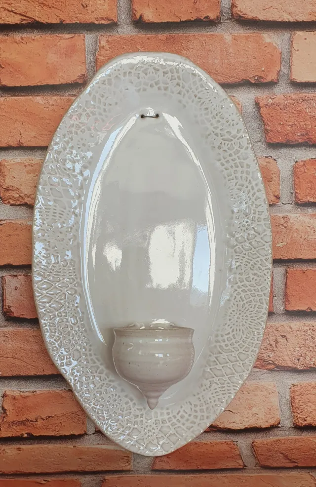 "Dråpe". Veggfat med lysholder